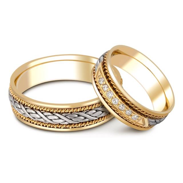 Обручальное кольцо из комбинированного золота с бриллиантами (000231)
