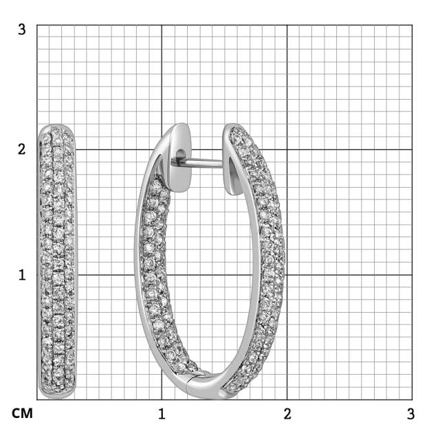 Серьги конго из белого золота с бриллиантами (049883)