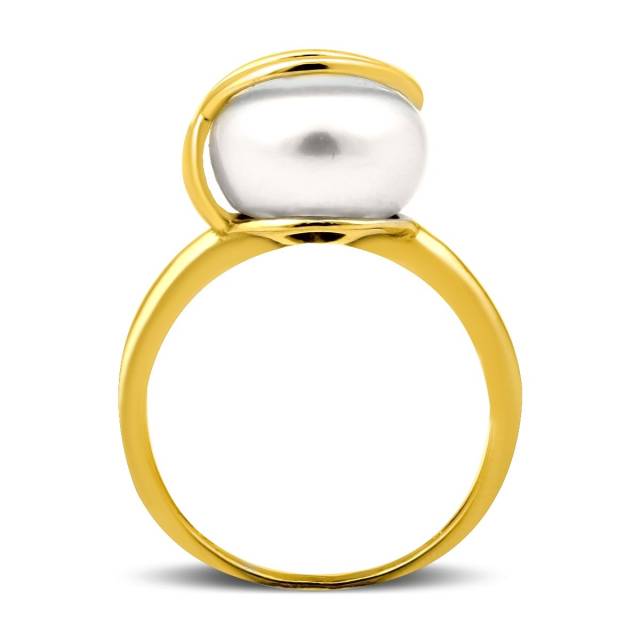 Кольцо из желтого золота с жемчугом (020809)