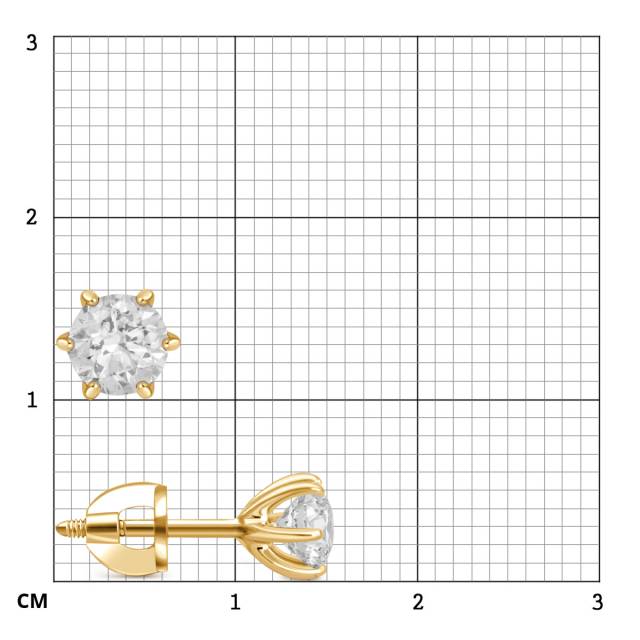 Серьги пусеты из жёлтого золота с бриллиантами (047046)
