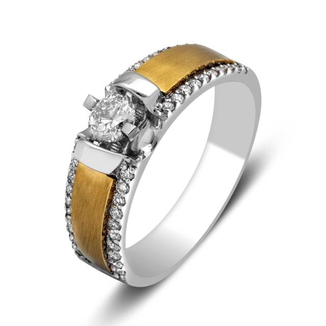 Помолвочное кольцо из комбинированного золота с бриллиантами (025478)