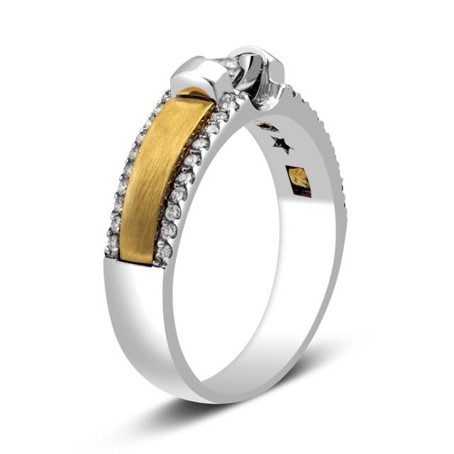 Помолвочное кольцо из комбинированного золота с бриллиантами (025478)