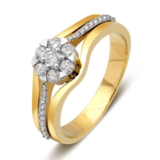 Помолвочное кольцо из комбинированного золота с бриллиантами (025372)