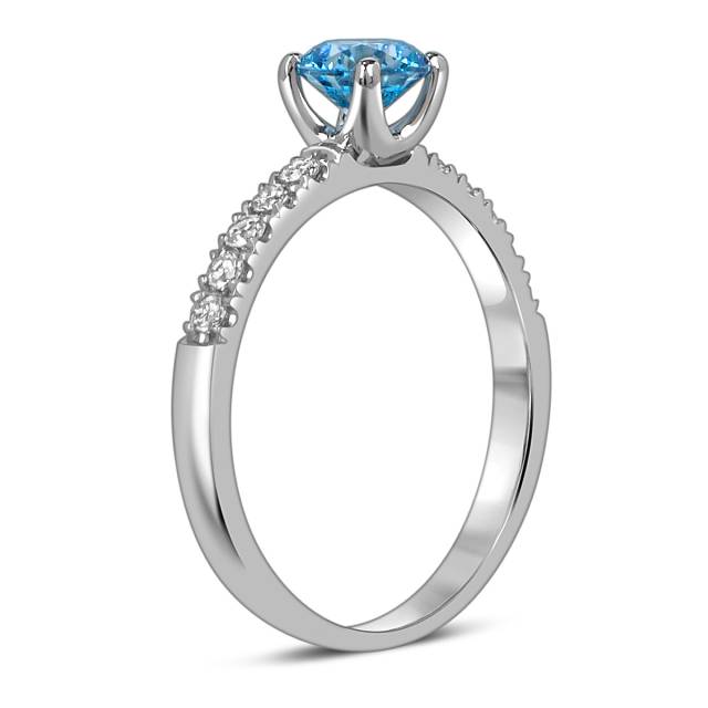 Помолвочное кольцо из белого золота с голубым бриллиантом (060039)