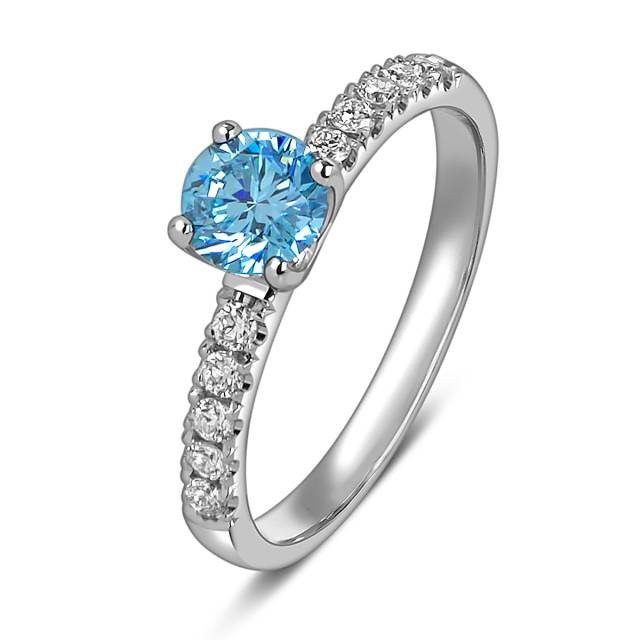 Помолвочное кольцо из белого золота с голубым бриллиантом (060039)