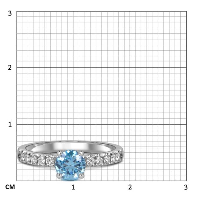Помолвочное кольцо из белого золота с голубым бриллиантом (060039)