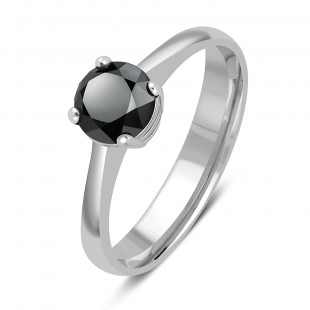 Помолвочное кольцо из белого золота с чёрным бриллиантом (047042)