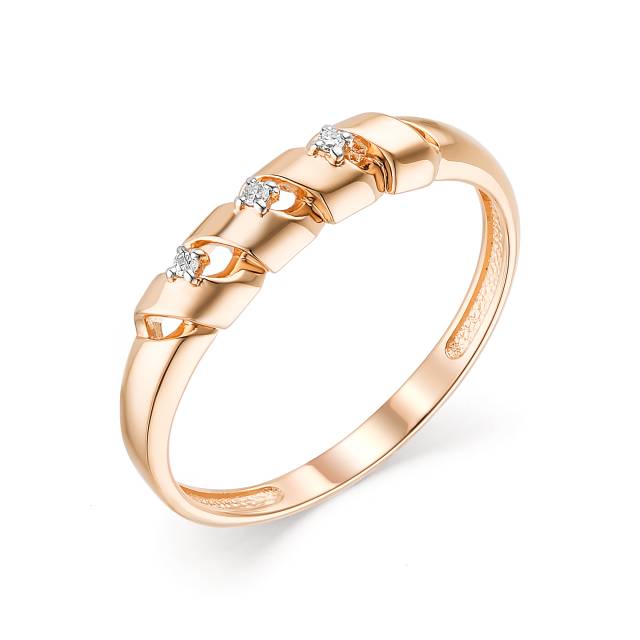 Кольцо из красного золота с бриллиантами (042537)