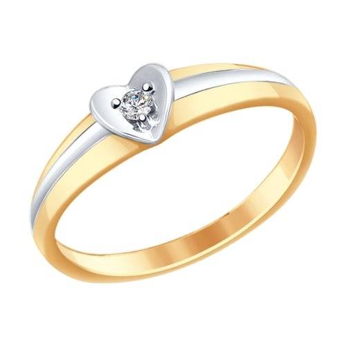Помолвочное кольцо из комбинированного золота с бриллиантом (029562)