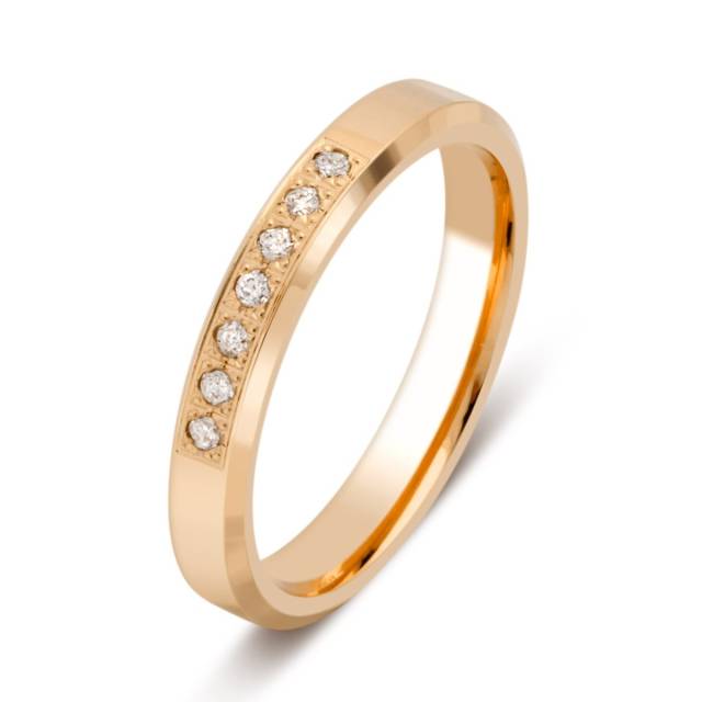 Обручальное кольцо из красного золота с бриллиантами (028743)