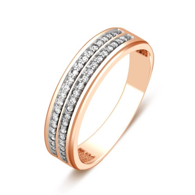 Обручальное кольцо из красного золота с бриллиантами (024010)