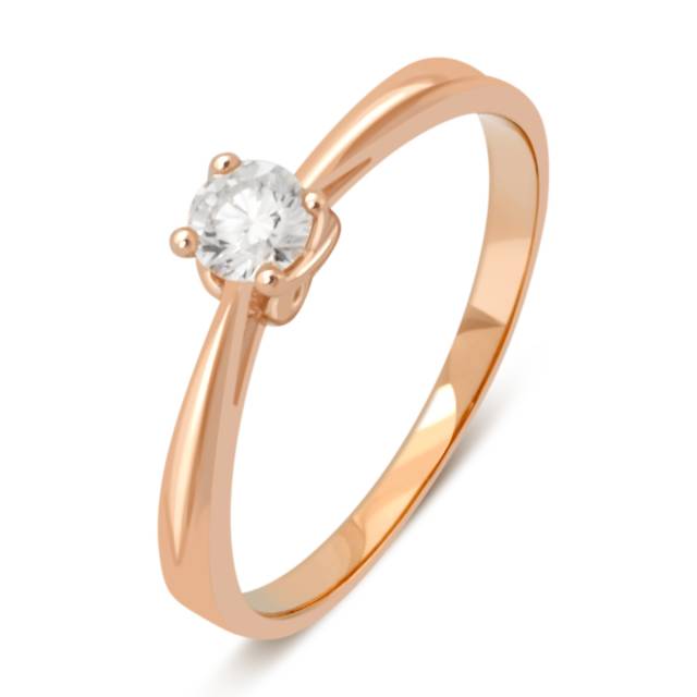 Помолвочное кольцо из красного золота с бриллиантом (048788)