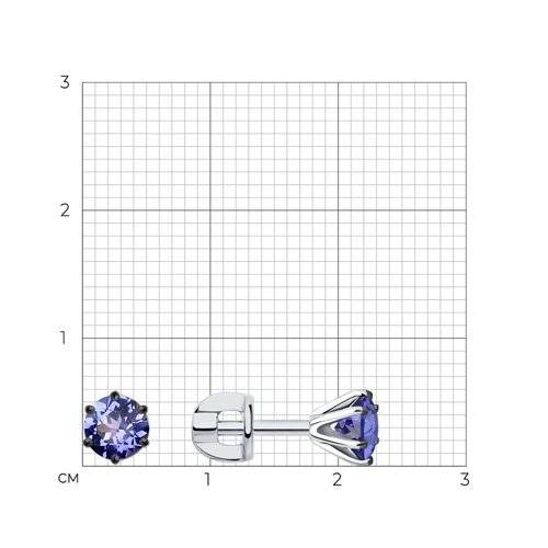 Серьги пусеты из белого золота с танзанитами (049912)