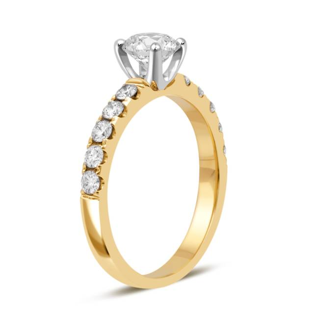 Помолвочное кольцо из комбинированного золота с бриллиантами (039573)