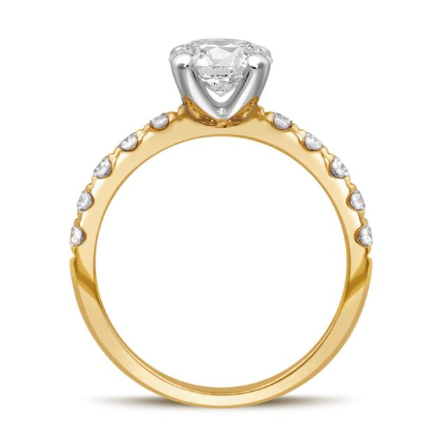 Помолвочное кольцо из комбинированного золота с бриллиантами (039573)
