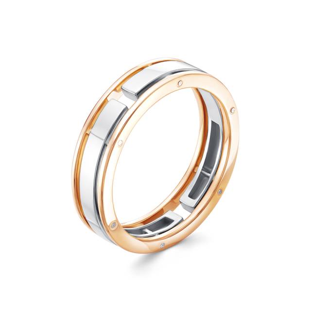 Обручальное кольцо из комбинированного золота с бриллиантами (054193)