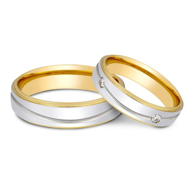 Обручальное кольцо из комбинированного золота Tiamo (002108)
