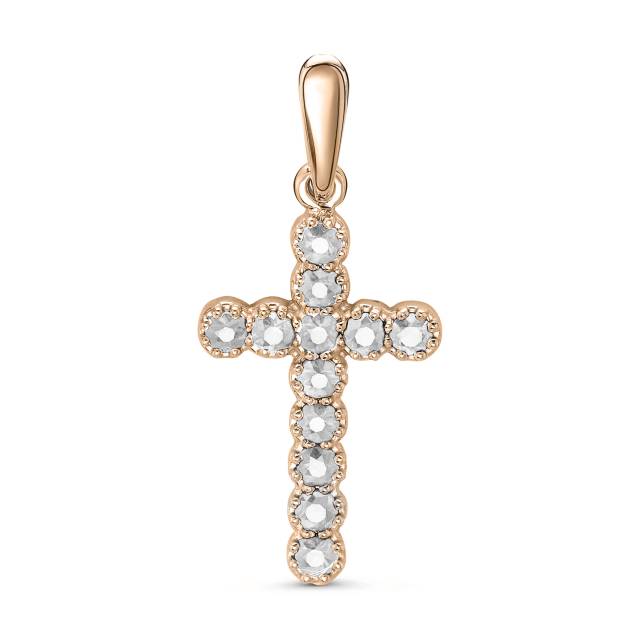 Кулон крест из красного золота с бриллиантами (050055)