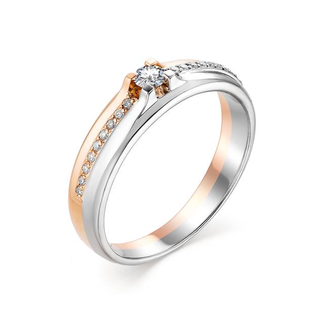 Помолвочное кольцо из комбинированного золота с бриллиантами (042589)