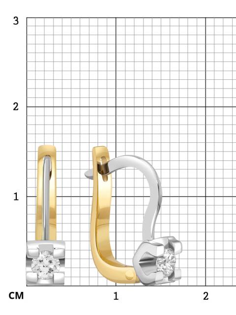 Серьги из комбинированного золота с бриллиантами (018209)