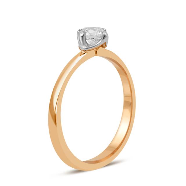 Помолвочное кольцо из комбинированного золота с бриллиантом (039554)