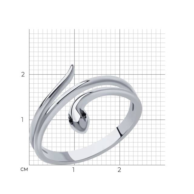 Кольцо из белого золота с чёрными бриллиантами (048720)