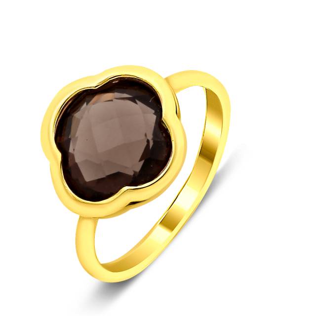 Кольцо из жёлтого золота с раух-топазом (032128)