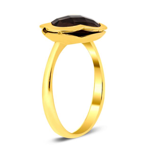 Кольцо из жёлтого золота с раух-топазом (032128)