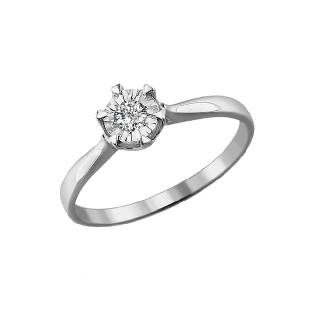 Помолвочное кольцо из белого золота с бриллиантом (025044)
