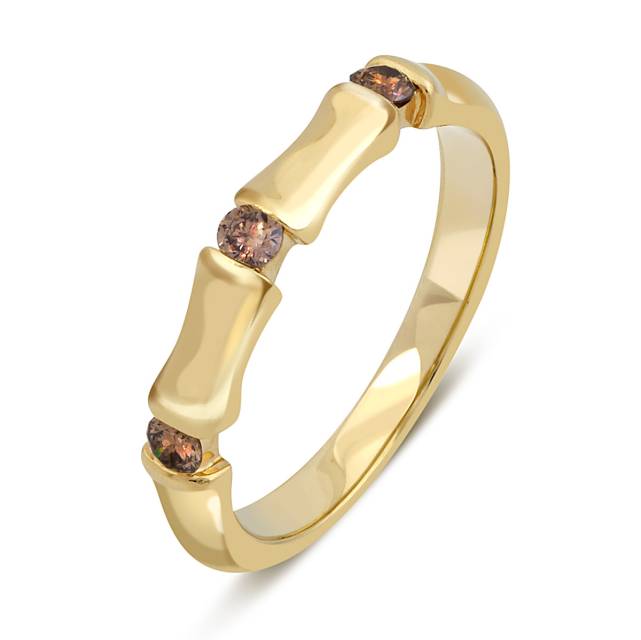 Кольцо из жёлтого золота с коньячными бриллиантами (053803)