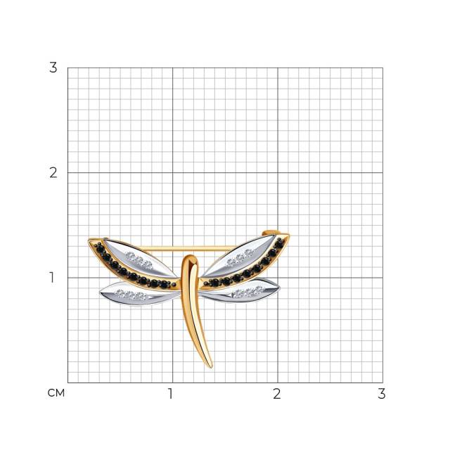 Брошь из комбинированного золота с бриллиантами (042921)