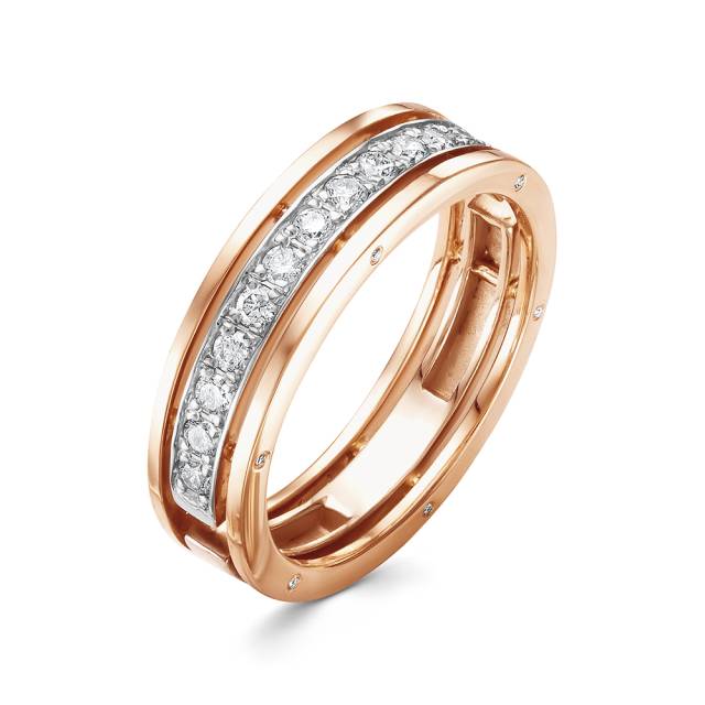 Обручальное кольцо из красного золота с бриллиантами (054198)