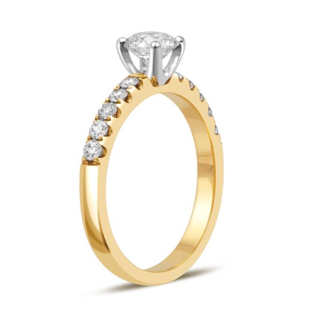 Помолвочное кольцо из комбинированного золота с бриллиантами (049550)