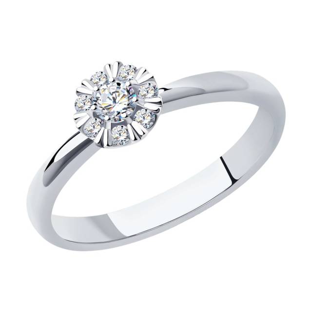 Помолвочное кольцо из белого золота с бриллиантами (048024)