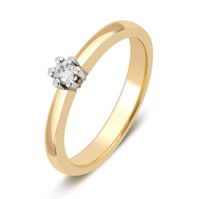 Помолвочное кольцо из комбинированного золота с бриллиантом (014087)