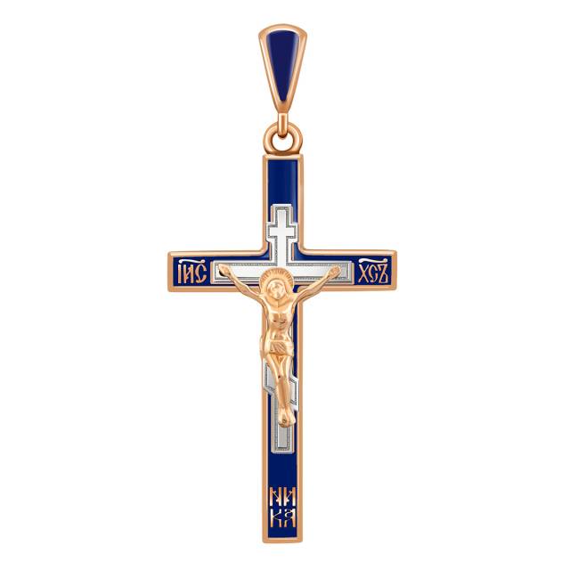 Кулон крест из красного золота с с эмалью (038537)