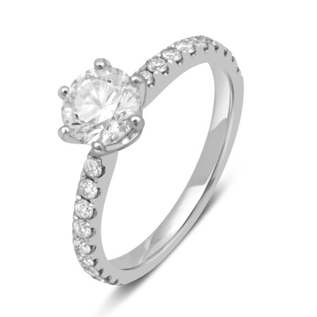 Помолвочное  кольцо из белого золота с бриллиантами (051329)