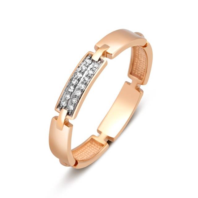 Обручальное кольцо из красного золота с бриллиантами (024012)