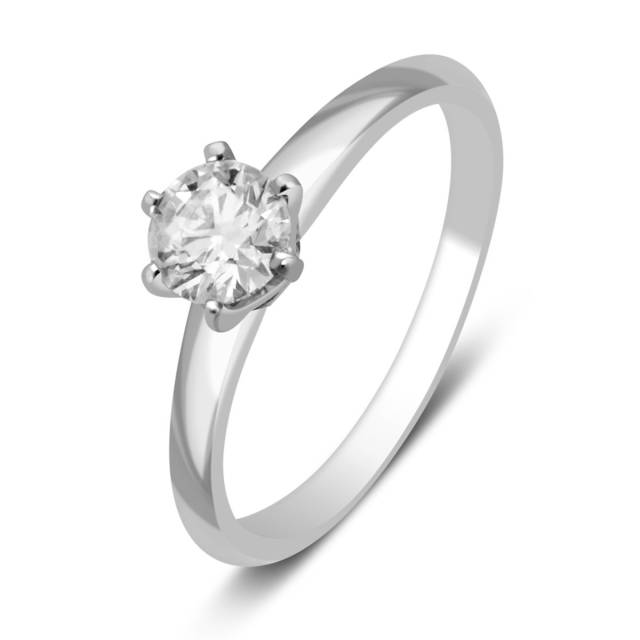 Помолвочное  кольцо из белого золота с бриллиантом (014782)