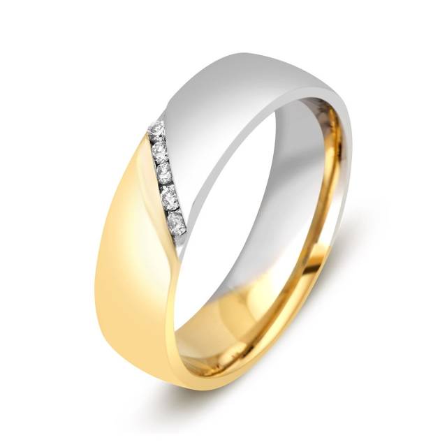 Обручальное кольцо из комбинированного золота с бриллиантами (002135)