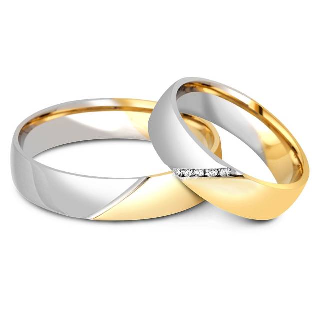 Обручальное кольцо из комбинированного золота с бриллиантами (002135)