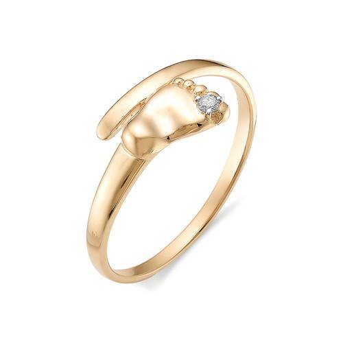 Кольцо из красного золота с бриллиантом (031323)
