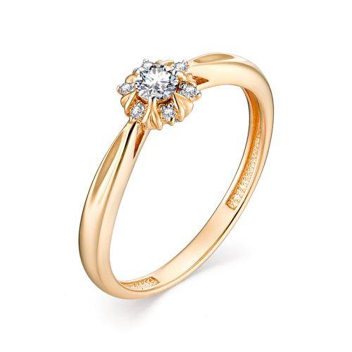 Кольцо из красного золота с бриллиантами (034263)