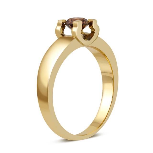 Помолвочное кольцо из жёлтого золота с коньячным бриллиантом  (049296)