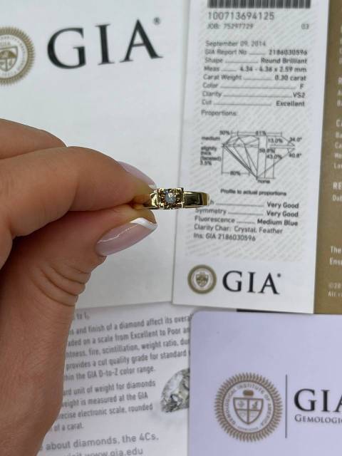 Помолвочное кольцо из жёлтого золота с коньячным бриллиантом  (049296)
