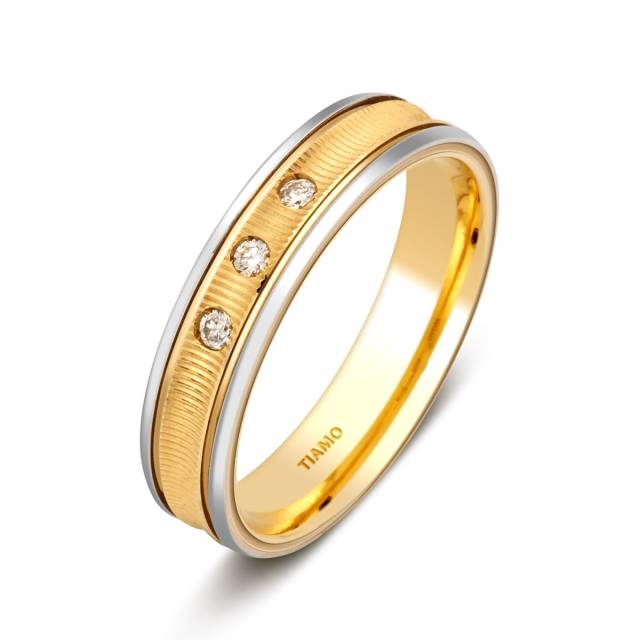 Обручальное кольцо из комбинированного золота с бриллиантами TIAMO (001307)