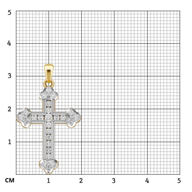 Кулон крест из комбинированного золота с бриллиантами (053823)