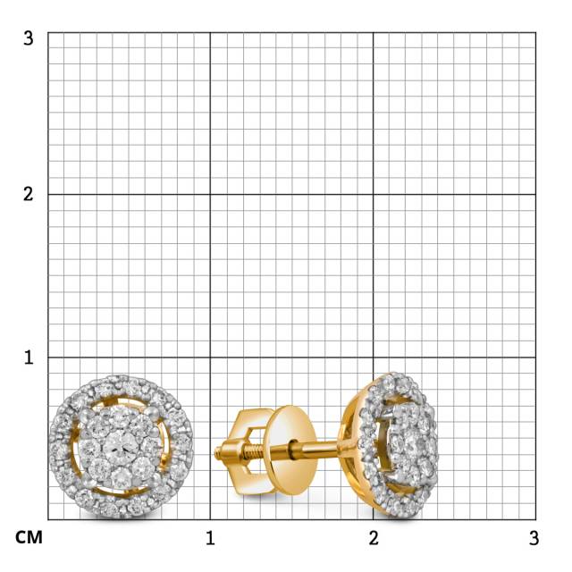 Серьги пусеты из жёлтого золота с бриллиантами (050484)