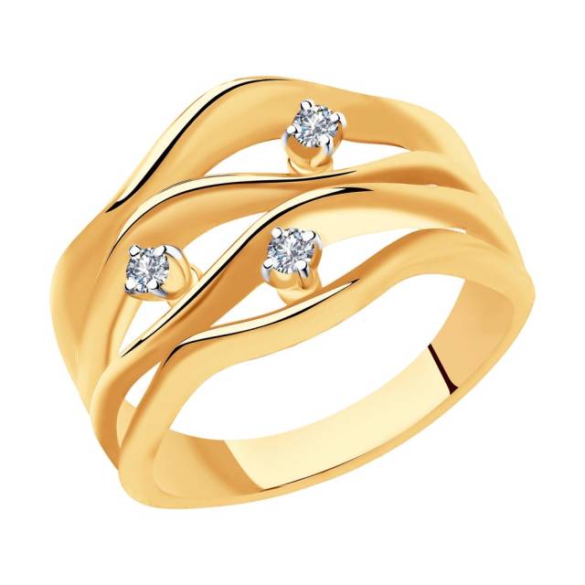 Кольцо из красного золота с бриллиантами (042874)