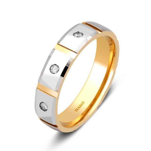 Обручальное кольцо из комбинированного золота с бриллиантами TIAMO (000665)